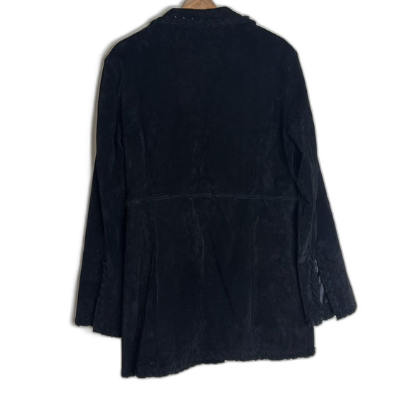 Vtg BRANDON THOMAS Leather Western Style Long Sleeve Lined fringe Jacket rodeo L - Picture 9 of 11